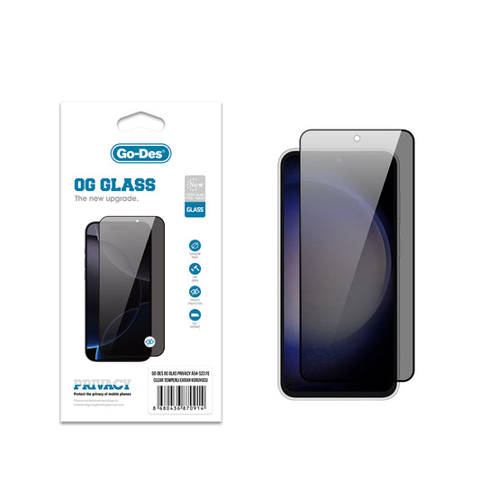 Galaxy S23 FE Go Des OG Glass Privacy Antistatic Tempered Glass Screen Protector Black 