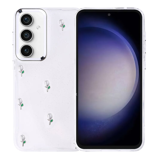 Galaxy S23 FE Case Airbag Design Glitter Transparent Zore Polar Cover Tulip