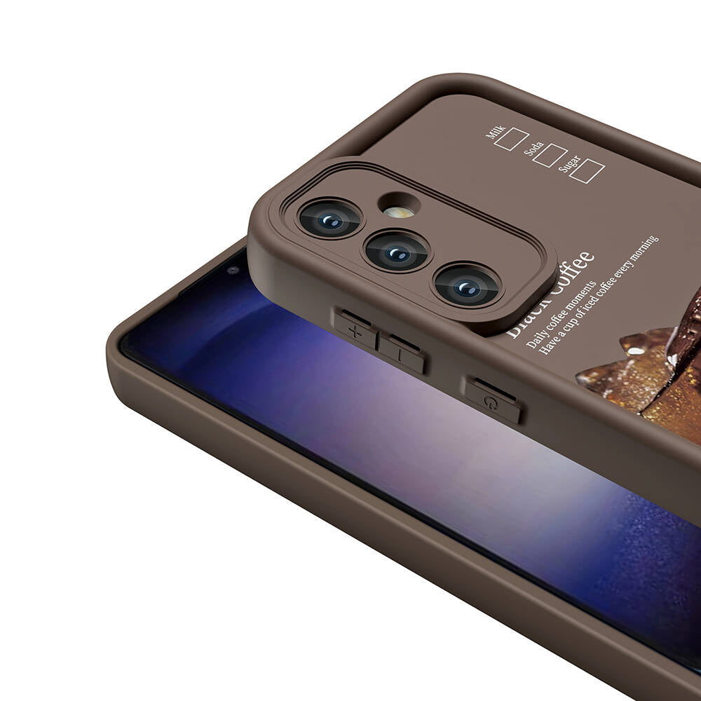 Galaxy S23 FE Case Camera Protection Printed Back Surface Zore Classy Cover Light Brown 