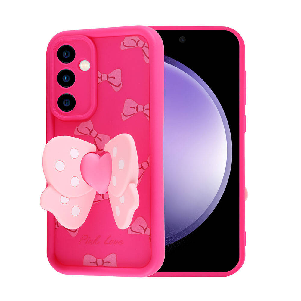 Galaxy S23 FE Case Camera Protection Figure Design Zore Cover Pink Dark 