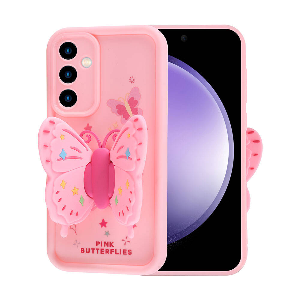 Galaxy S23 FE Case Camera Protection Figure Design Zore Cover Pink Dark 