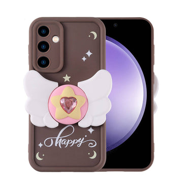 Galaxy S23 FE Case Camera Protection Figure Design Zore Cover Dark Brown 