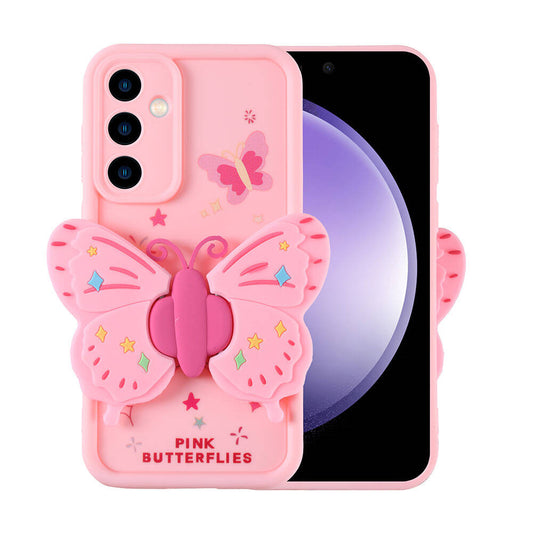 Galaxy S23 FE Case Camera Protection Figure Design Zore Cover Pink Open 