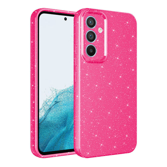 Galaxy S23 FE Case Camera Protection Glitter Luxury Zore Cotton Cover Pink Dark 