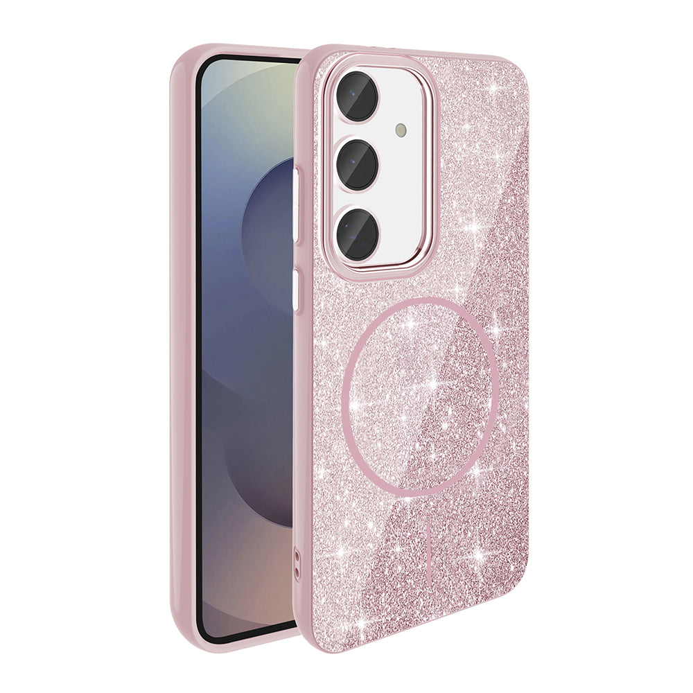 Galaxy S23 FE Case M-safe Charging Feature Shining Glitter Zore Oxo Cover White