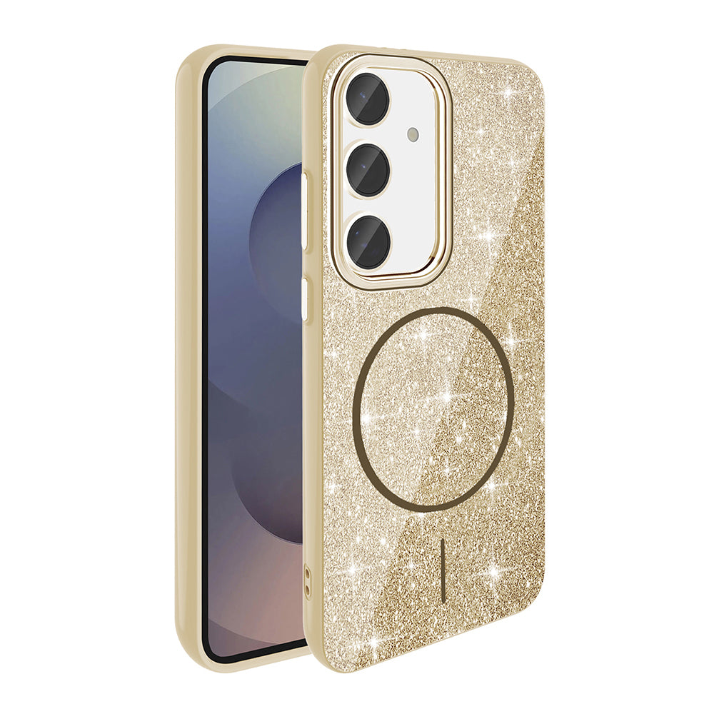 Galaxy S23 FE Case M-safe Charging Feature Shining Glitter Zore Oxo Cover White