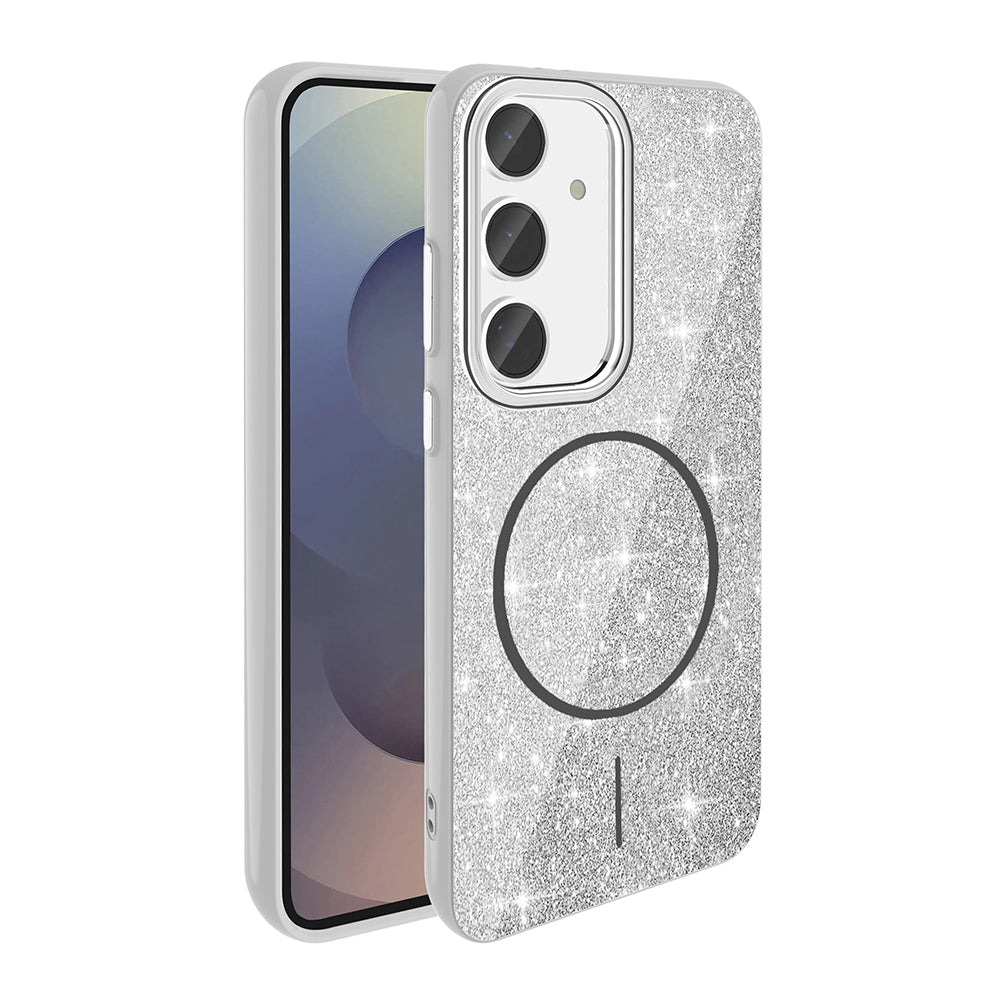 Galaxy S23 FE Case M-safe Charging Feature Shining Glitter Zore Oxo Cover White