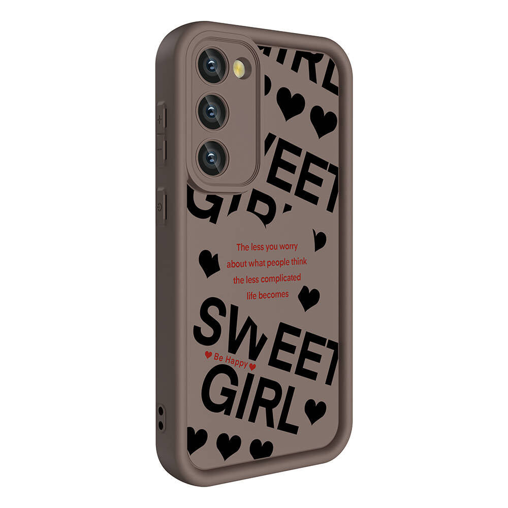 Galaxy S23 Case Camera Protection Printed Back Surface Zore Classy Cover Black 