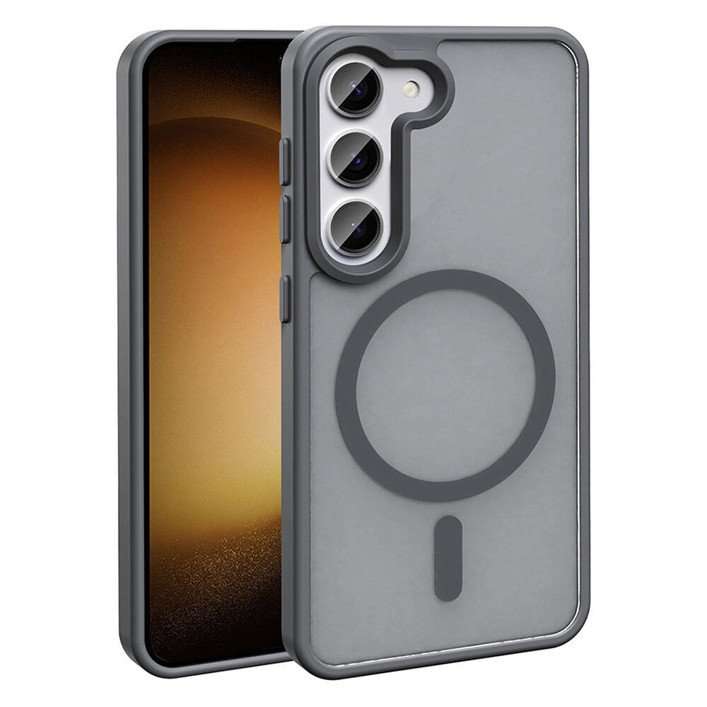 Galaxy S23 Case M-safe Charging Feature Matte Back Surface Zore Sio Cover Gray 