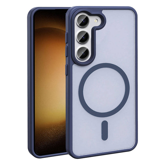 Galaxy S23 Case M-safe Charging Feature Matte Back Surface Zore Sio Cover Navy Blue 