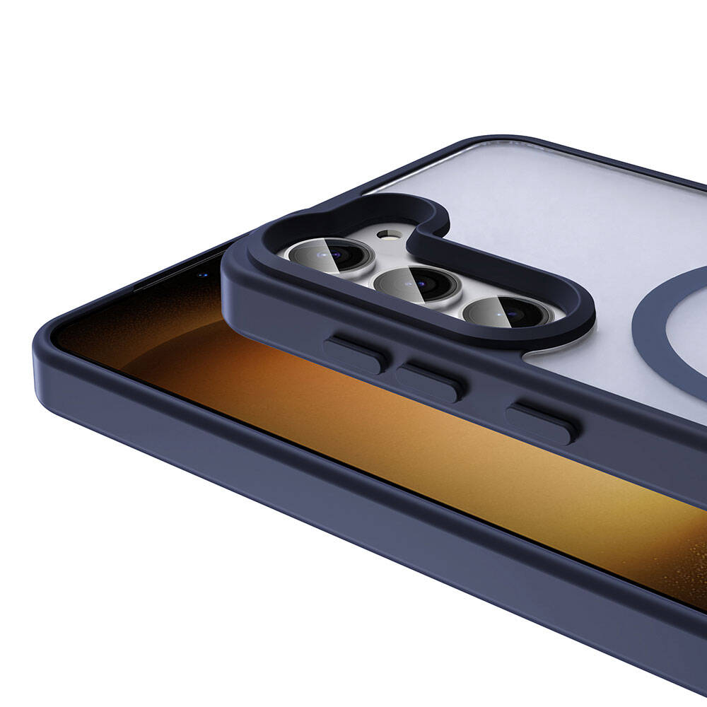 Galaxy S23 Case M-safe Charging Feature Matte Back Surface Zore Sio Cover Navy Blue 
