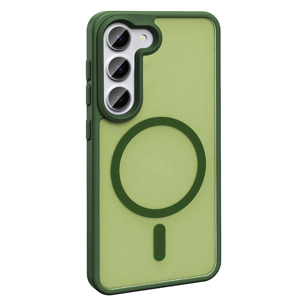 Galaxy S23 Case M-safe Charging Feature Matte Back Surface Zore Sio Cover Dark Green 