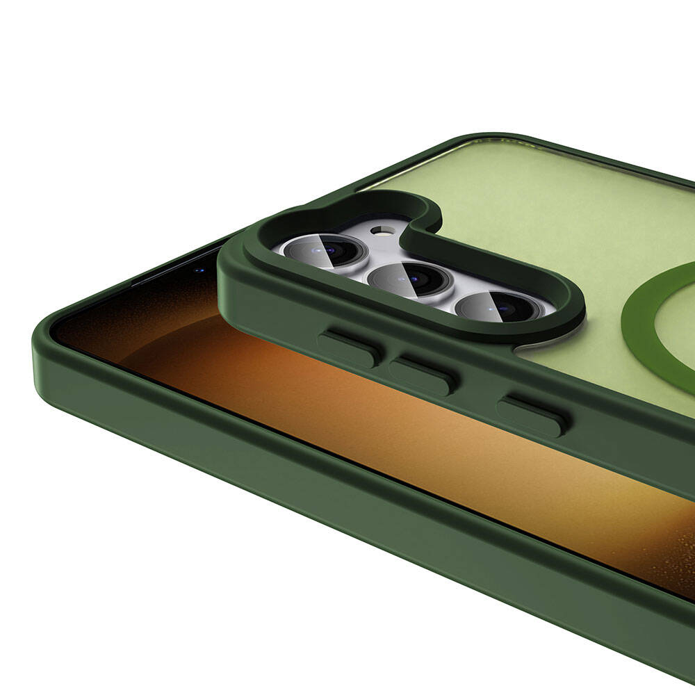 Galaxy S23 Case M-safe Charging Feature Matte Back Surface Zore Sio Cover Dark Green 