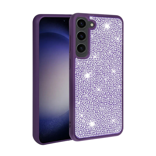 Galaxy S23 Case Shiny Stone Design Zore Stone Cover Deep Purple