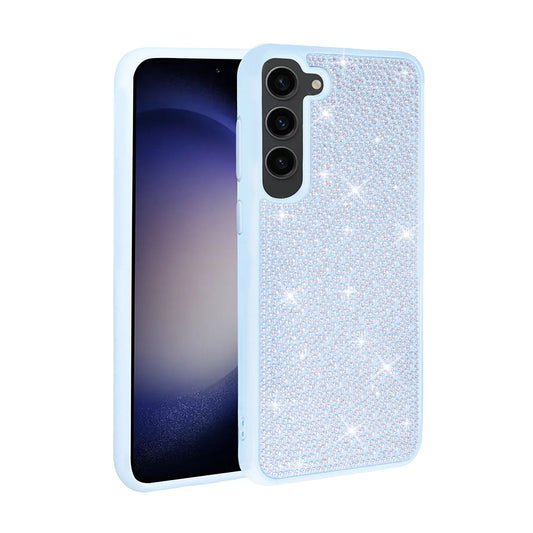 Galaxy S23 Case Shiny Stone Design Zore Stone Cover Blue Open