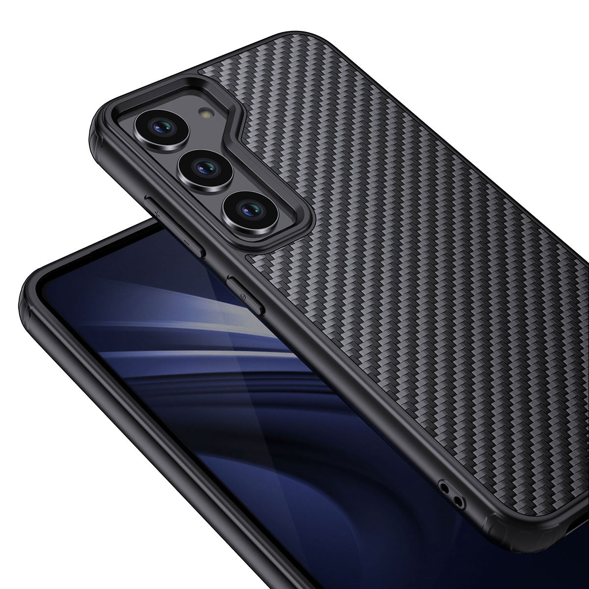 Galaxy S23 Plus Kılıf Aramid Karbon Fiber M-safe Özellikli Wlons Radison Kapak Siyah