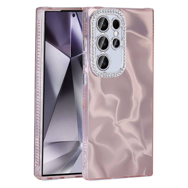 Galaxy S23 Ultra Airbag Case Shiny Stone Detail Design Zore Esila Cover White