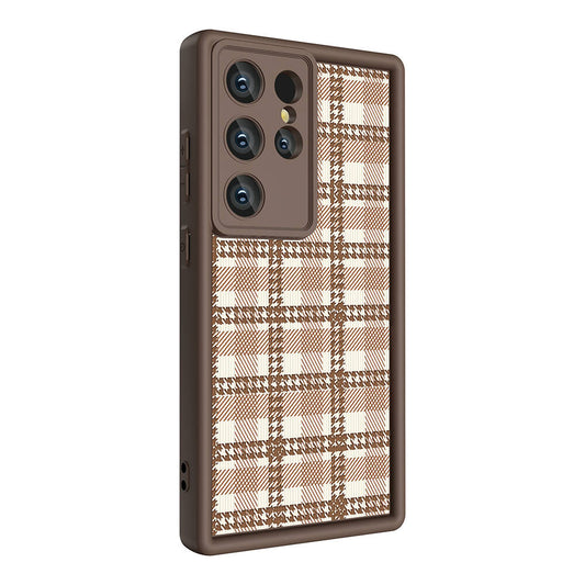 Galaxy S23 Ultra Case Camera Protection Printed Back Surface Zore Classy Cover Light Brown 