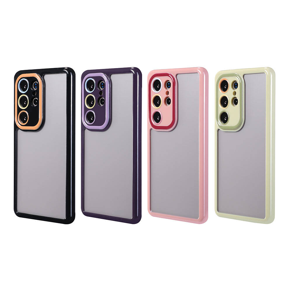 Galaxy S23 Ultra Case Camera Protection Colorful Edge and Frame Design Zore Vitamin Cover Plum 