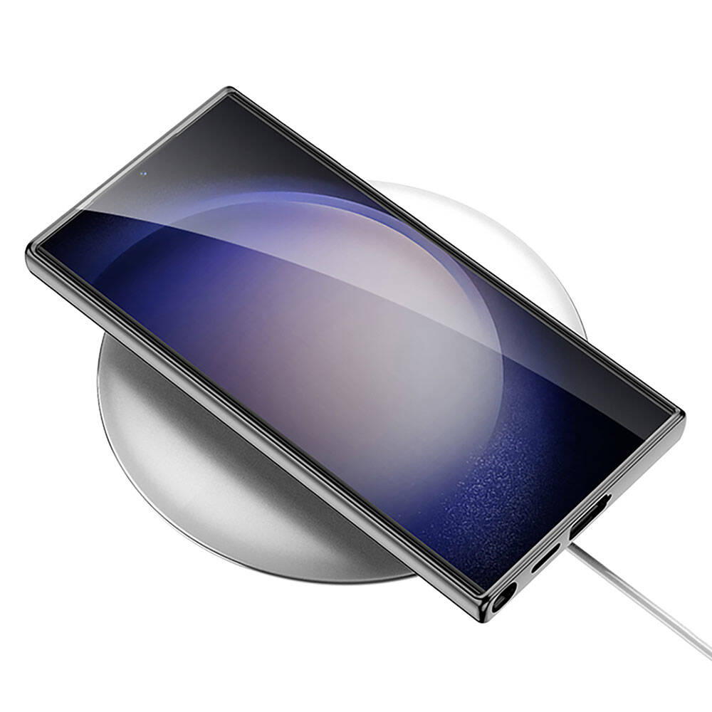 Galaxy S23 Ultra Case Camera Protection Faux Leather Design Zore New Series Procase Cover Titanium-Gray