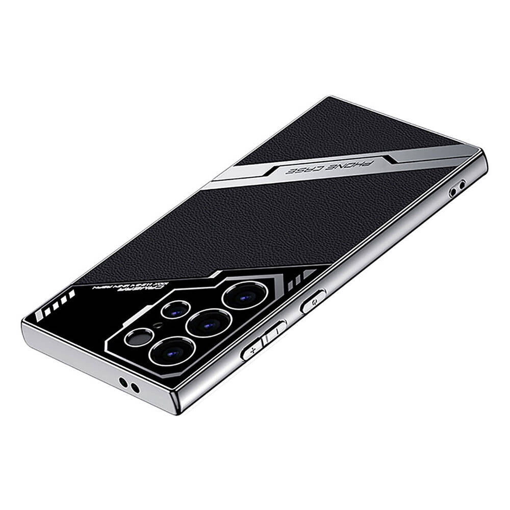 Galaxy S23 Ultra Case Camera Protection Faux Leather Design Zore New Series Procase Cover Titanium-Gray