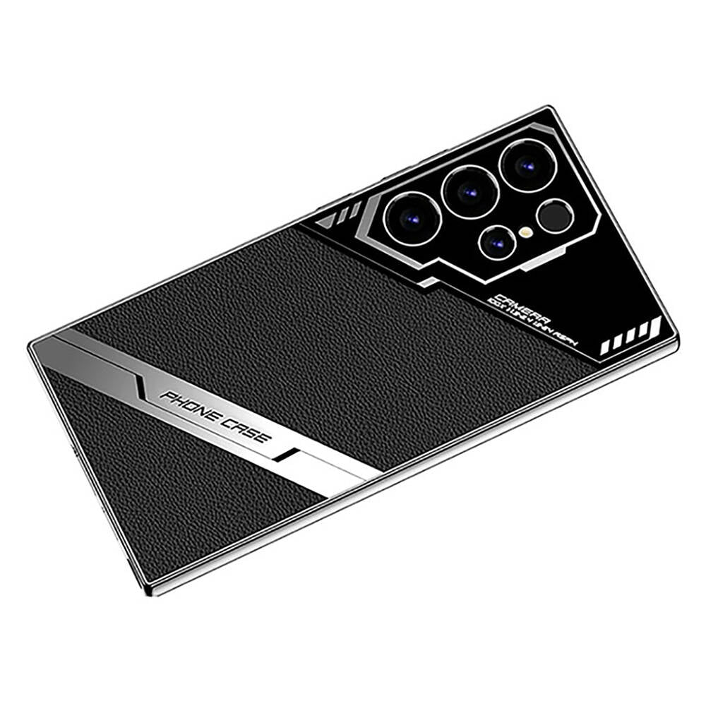 Galaxy S23 Ultra Case Camera Protection Faux Leather Design Zore New Series Procase Cover Titanium-Gray