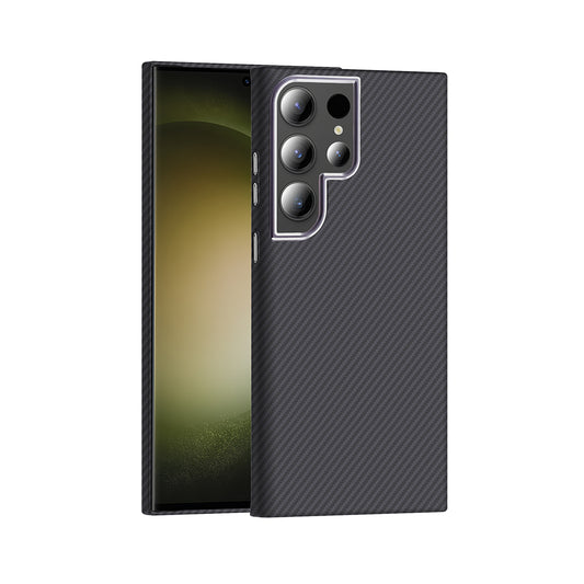 Galaxy S23 Ultra Case with M-safe Charging Function Carbon Fiber Look Zore Gros Cover Black 