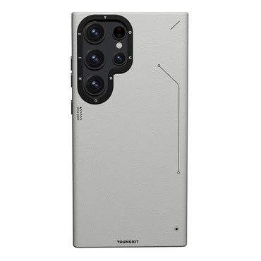 Galaxy S23 Ultra Kılıf M-safe Şarj Özellikli Basit Mat Deri Desenli Youngkit Tech Fashion Serisi Kapak Siyah