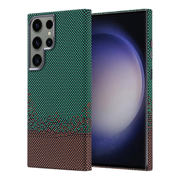 Galaxy S23 Ultra Case with M-safe Charging Function Carbon Fiber Look Zore Nekst Cover Gold 