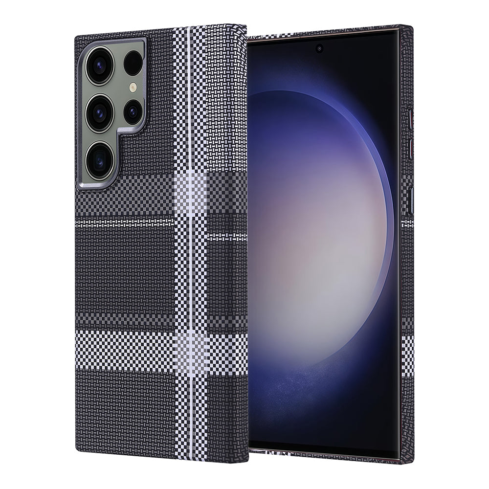 Galaxy S23 Ultra Case M-safe Charging Feature Carbon Fiber Look Zore Nekst Cover Gray-Black 