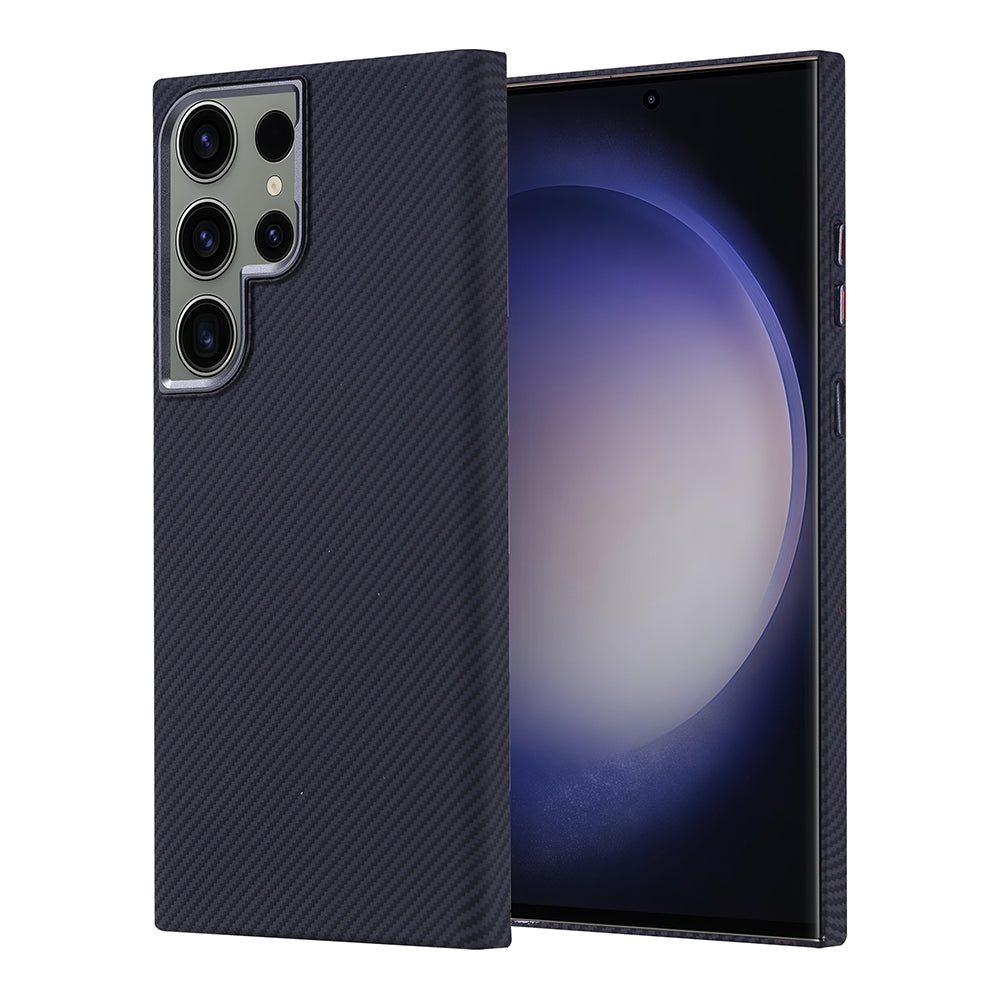 Galaxy S23 Ultra Case with M-safe Charging Function Carbon Fiber Look Zore Nekst Cover Black 