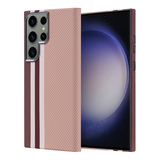 Galaxy S23 Ultra Case with M-safe Charging Function Carbon Fiber Look Zore Nekst Cover Gold 