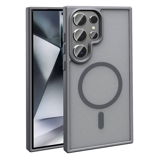 Galaxy S23 Ultra Case M-safe Charging Feature Matte Back Surface Zore Sio Cover Gray 