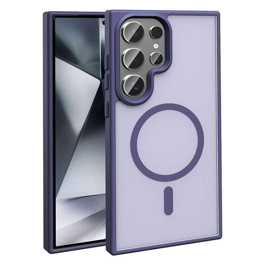 Galaxy S23 Ultra Case M-safe Charging Feature Matte Back Surface Zore Sio Cover Dark Purple 