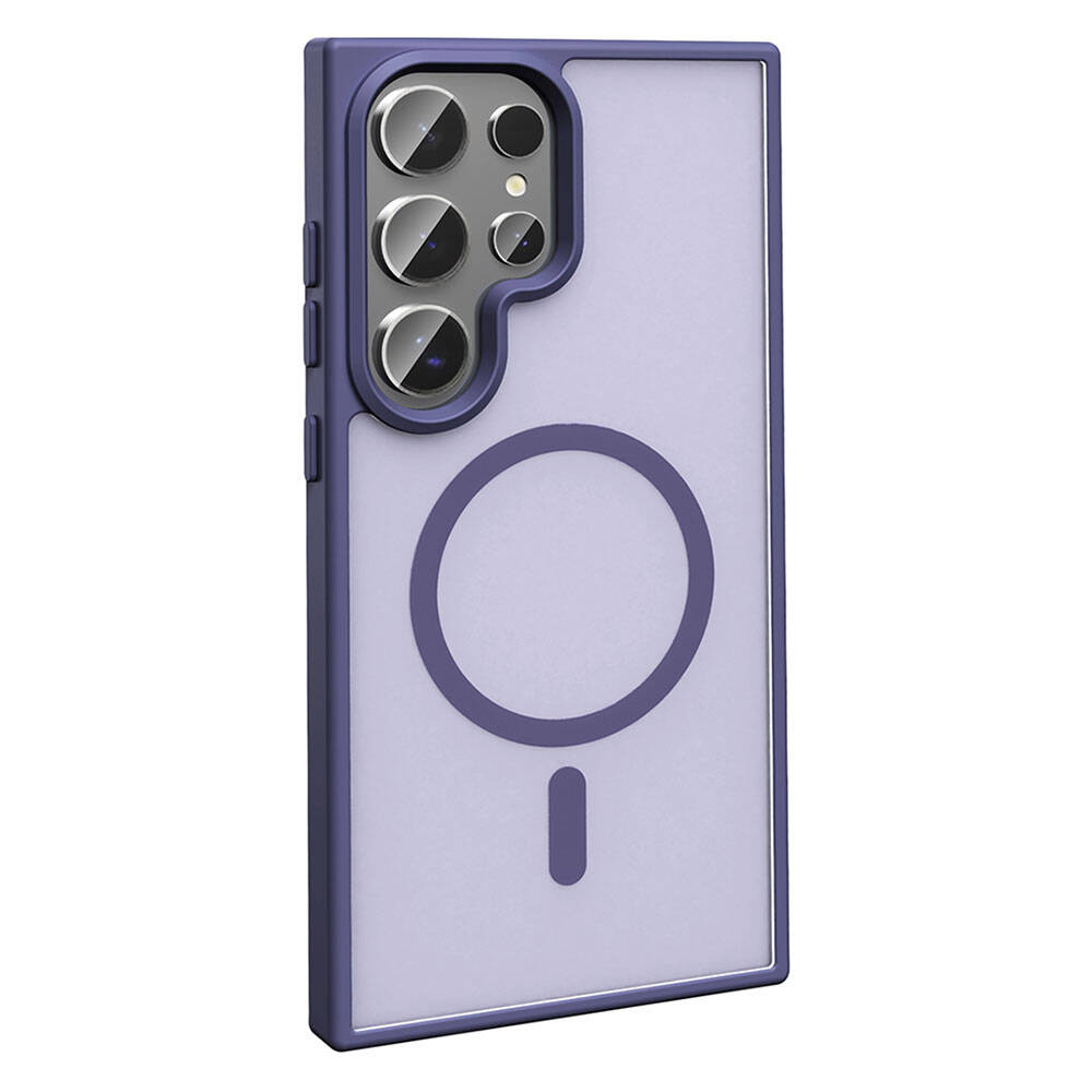 Galaxy S23 Ultra Case M-safe Charging Feature Matte Back Surface Zore Sio Cover Dark Purple 