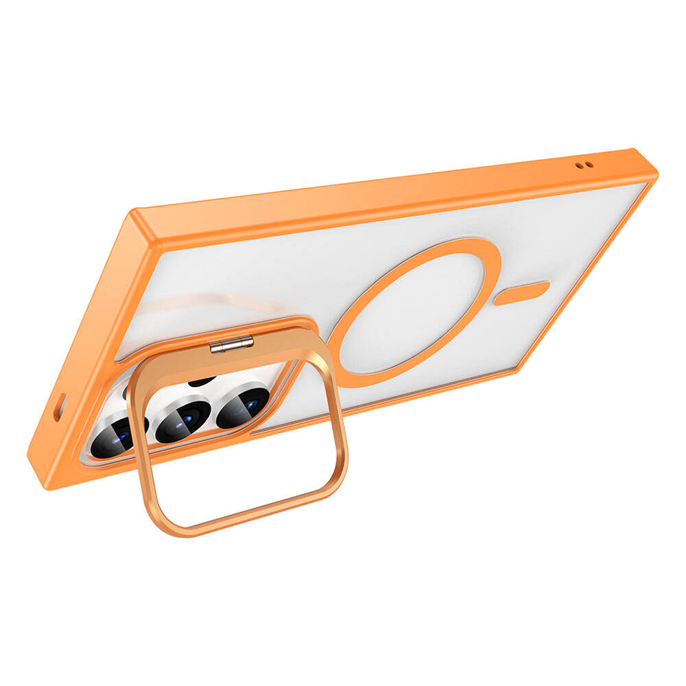 Galaxy S23 Ultra Case M-safe Charging Stand Zore M-safe Clone Cover Orange