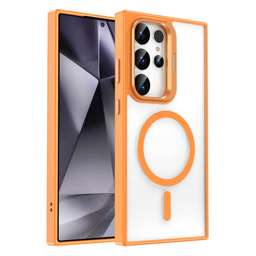 Galaxy S23 Ultra Case M-safe Charging Stand Zore M-safe Clone Cover Orange