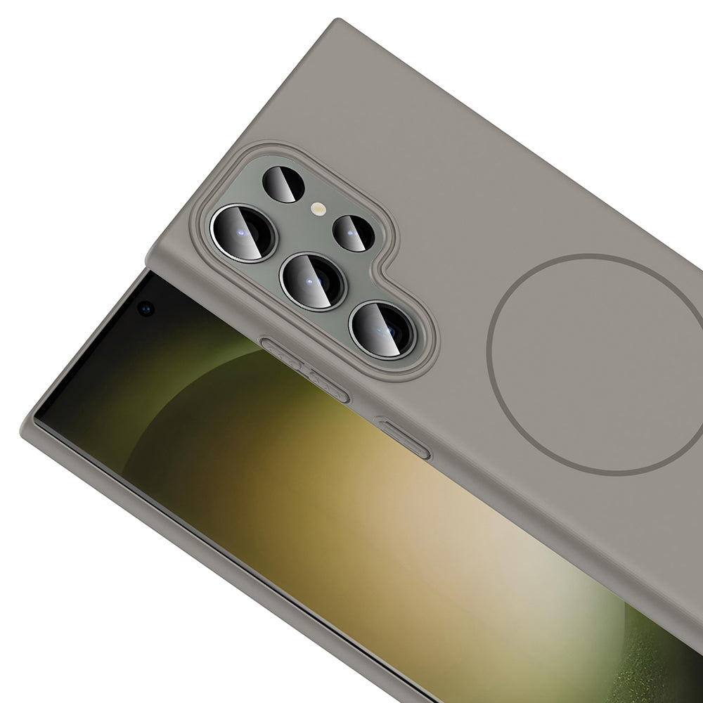 Galaxy S23 Ultra Kılıf M-safe Şarj Özellikli Zore Ruby Sert Kapak Siyah