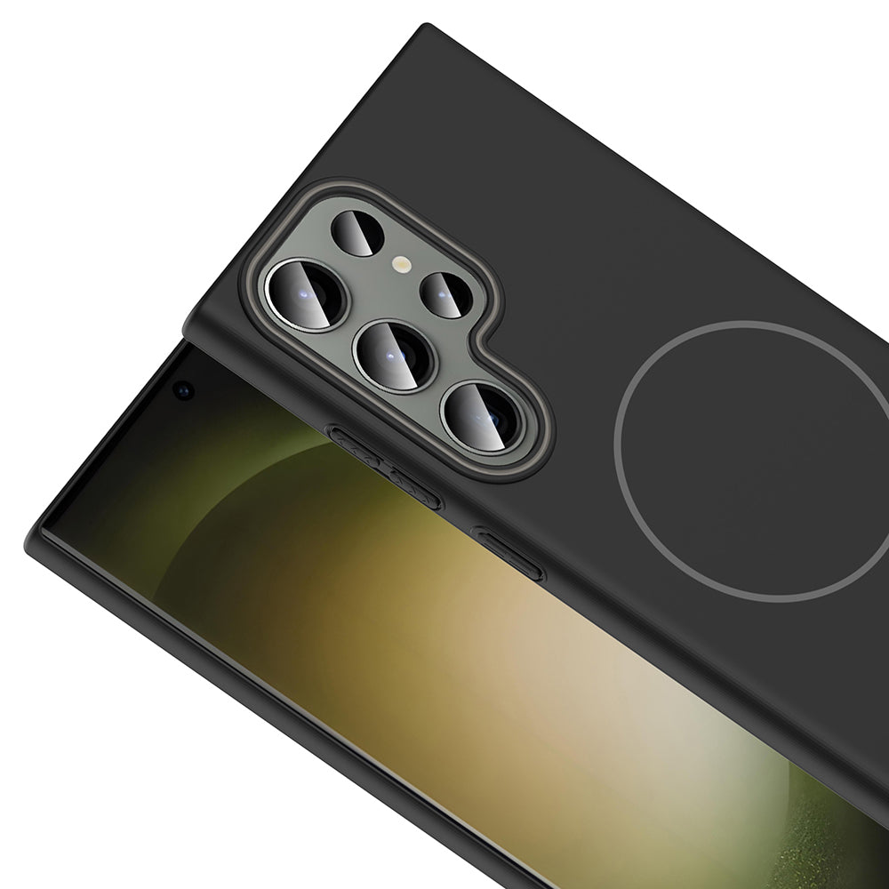 Galaxy S23 Ultra Kılıf M-safe Şarj Özellikli Zore Ruby Sert Kapak Gri