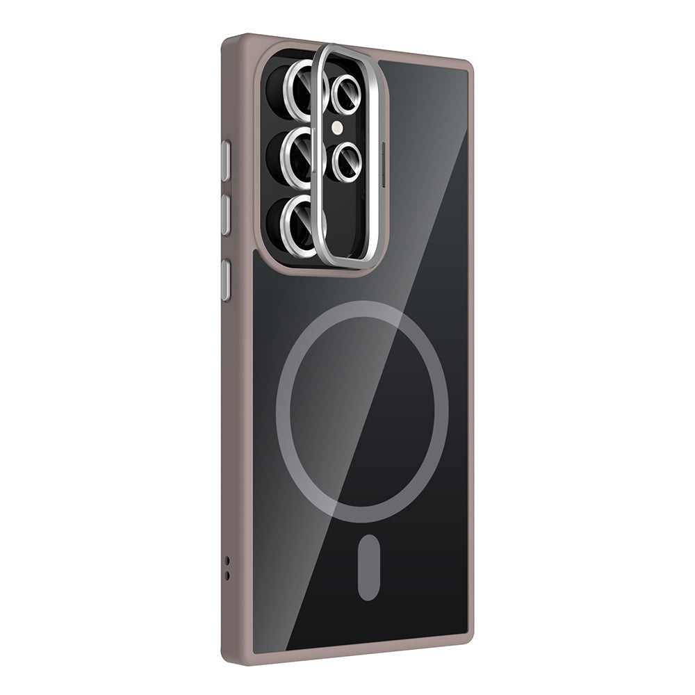 Galaxy S23 Ultra Case with Stand and Camera Lens Gift, M-Safe Charging Feature, Zore Etro Cover Black 