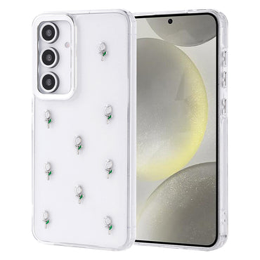 Galaxy S24 FE Case Airbag Design Glitter Transparent Zore Polar Cover Tulip
