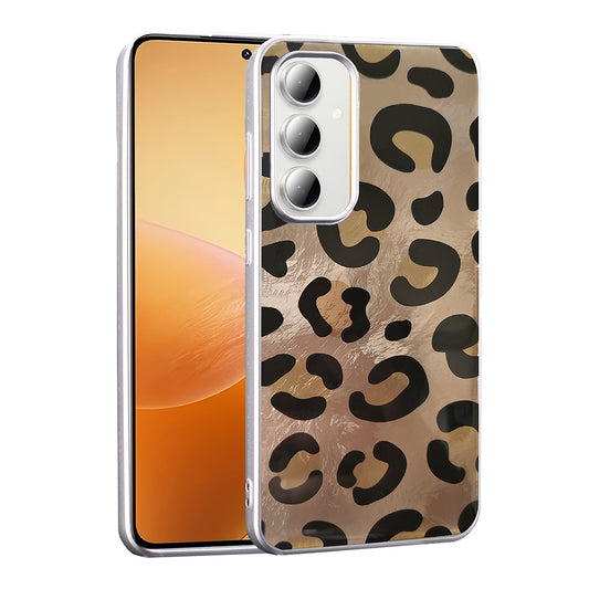 Galaxy S24 FE Case Patterned Zore Mep Cover Gold Leopard