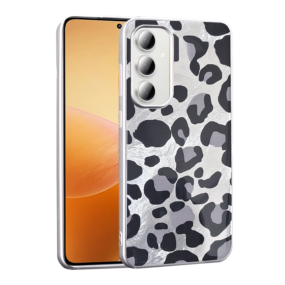Galaxy S24 FE Case Patterned Zore Mep Cover Gray Leopard