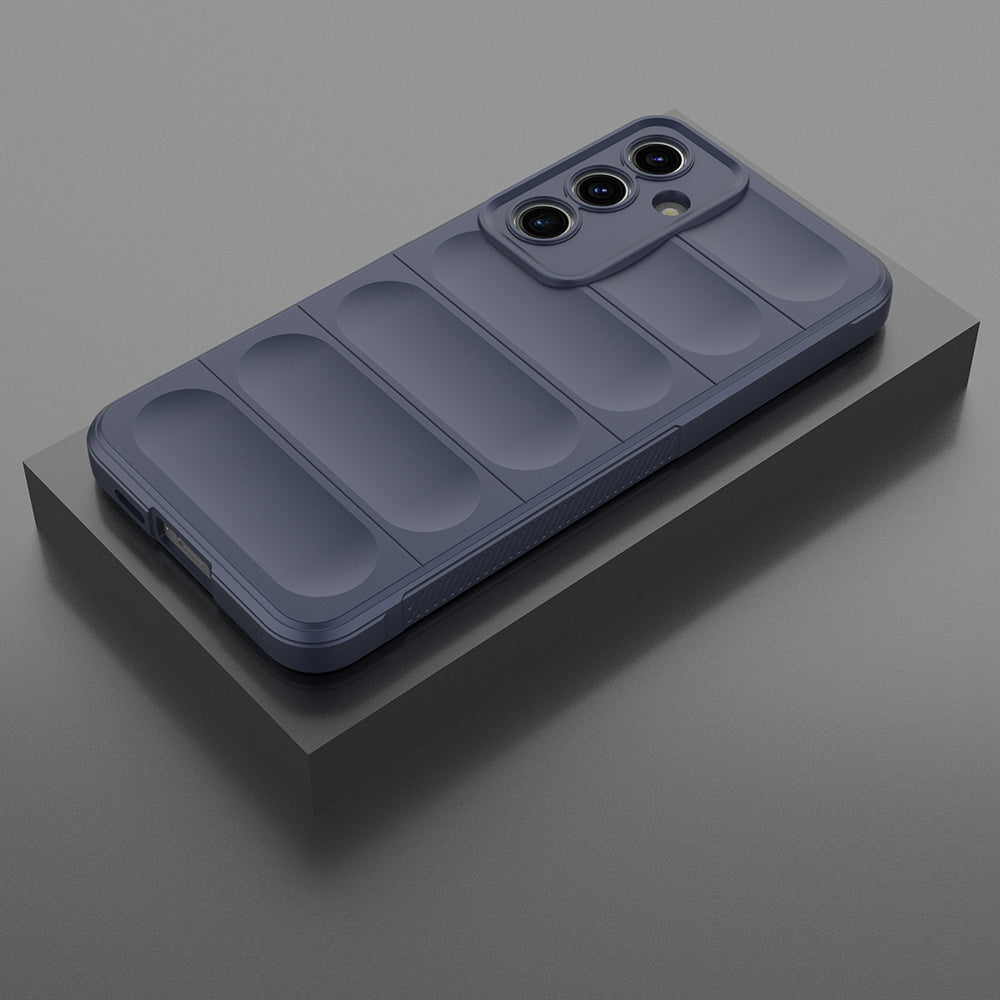 Galaxy S24 FE Case Flexible TPU Hollow Back Surface Design Zore Ethnic Silicone Cover Navy Blue 