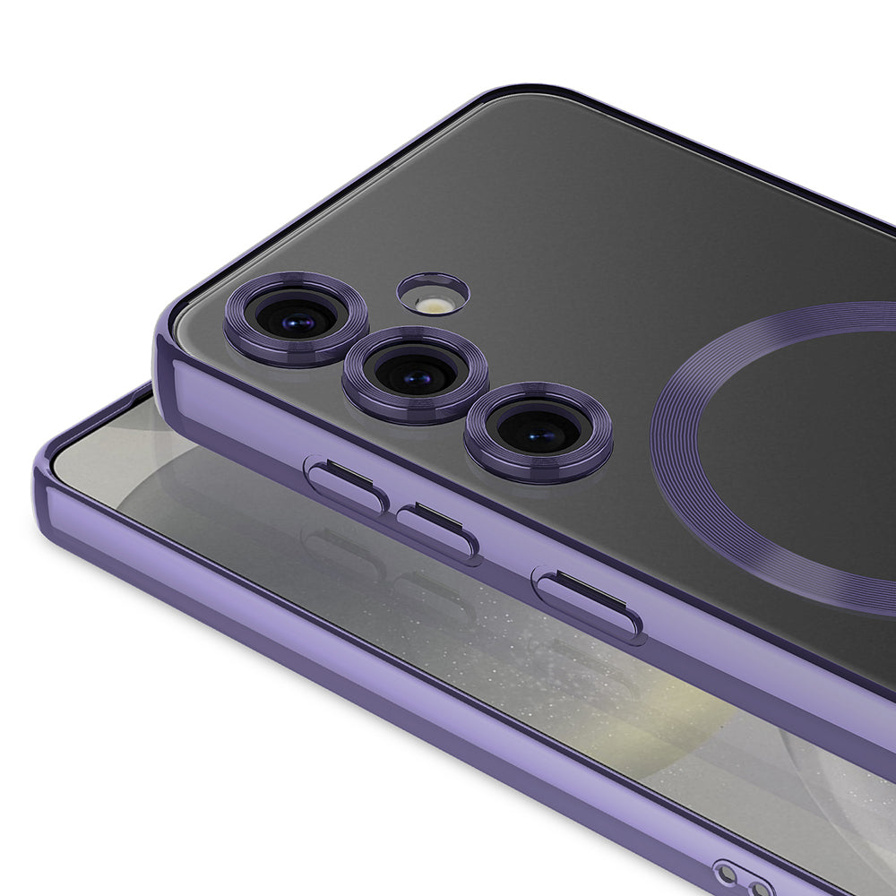 Galaxy S24 FE Case Camera Protection M-safe Wireless Charging Feature Zore Demre Cover Deep Purple 