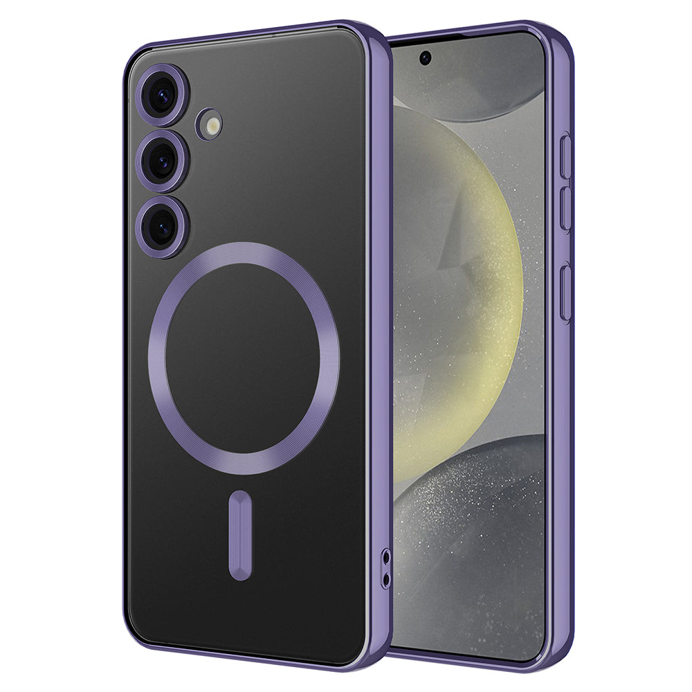 Galaxy S24 FE Case Camera Protection M-safe Wireless Charging Feature Zore Demre Cover Deep Purple 