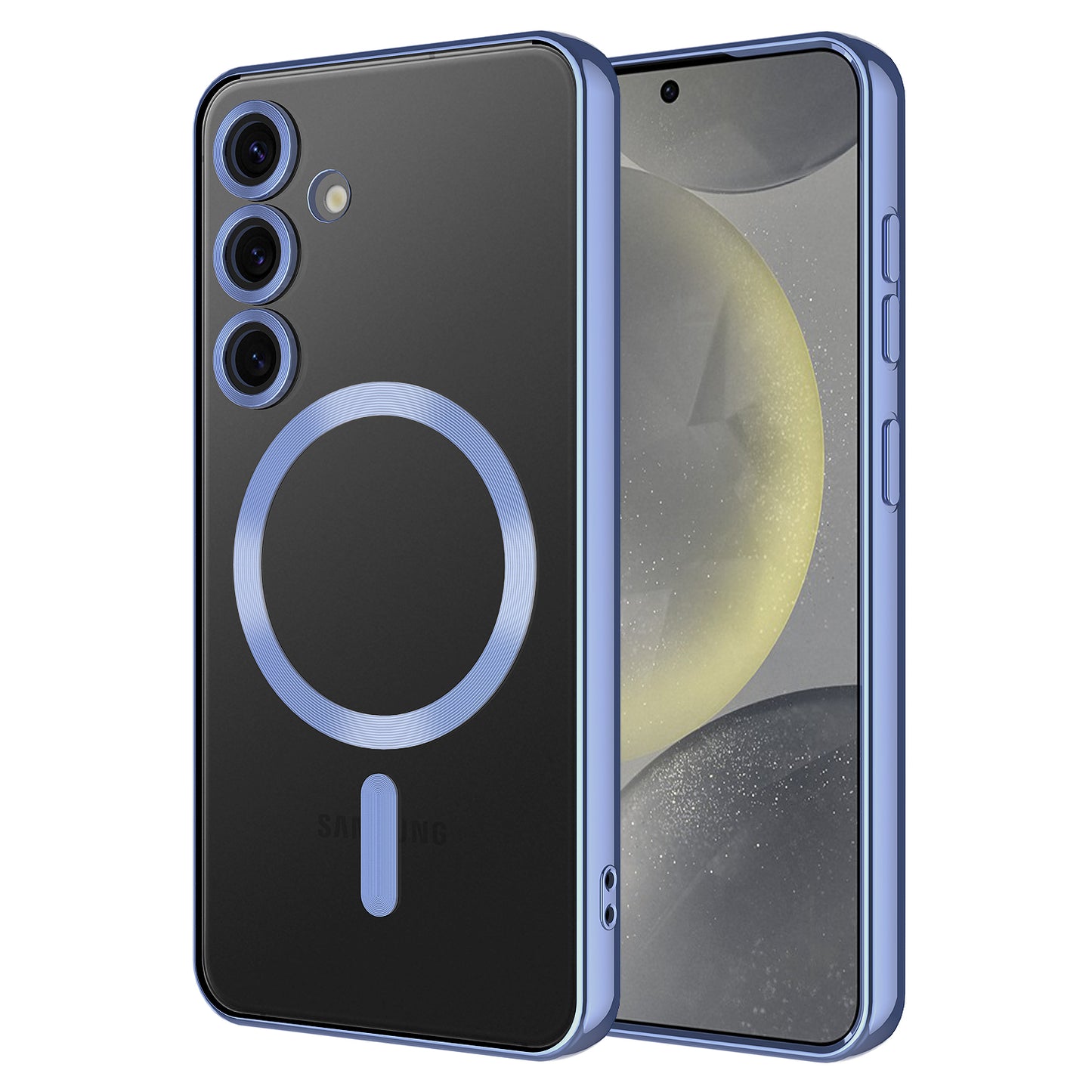 Galaxy S24 FE Case Camera Protection M-safe Wireless Charging Feature Zore Demre Cover Sierra Blue 