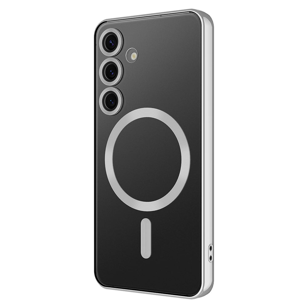 Galaxy S24 FE Case Camera Protection M-safe Wireless Charging Feature Zore Demre Cover Silver 