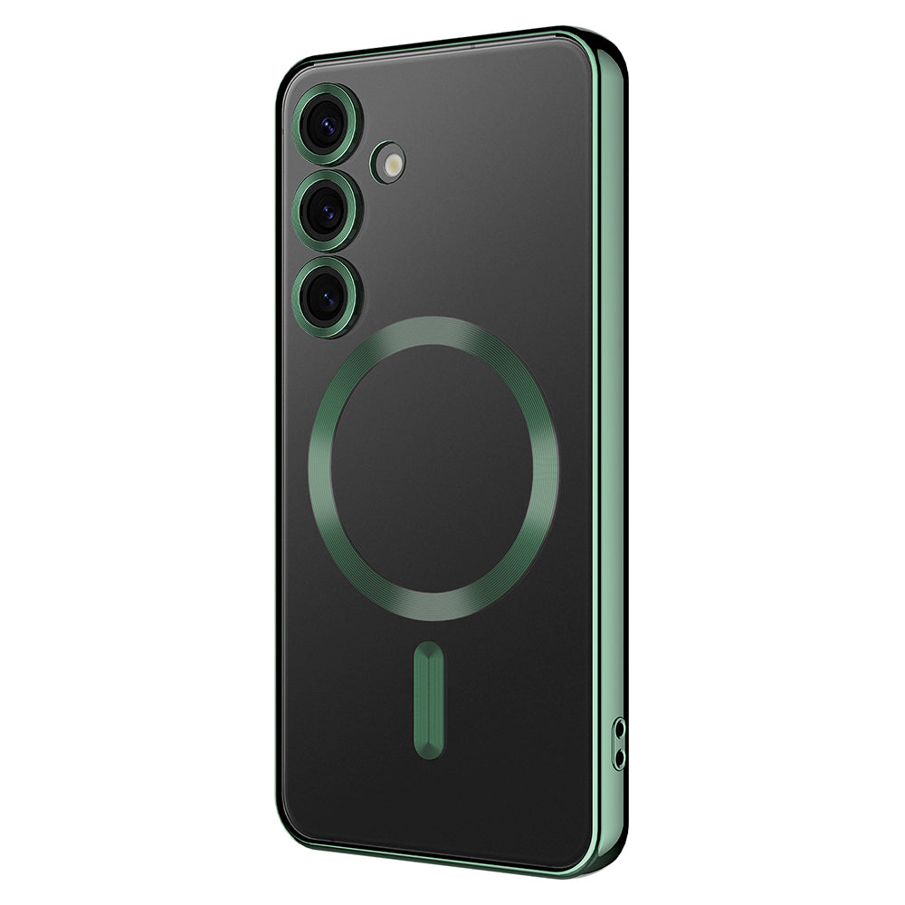 Galaxy S24 FE Case Camera Protection M-safe Wireless Charging Feature Zore Demre Cover Dark Green 