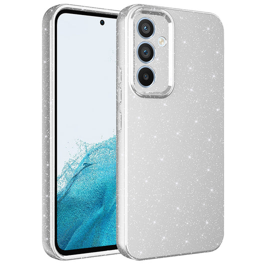 Galaxy S24 FE Case Camera Protection Glitter Luxury Zore Cotton Cover Silver 
